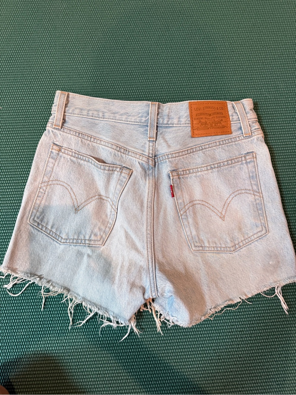 Levi's Light Blue Frayed Hem Denim Shorts